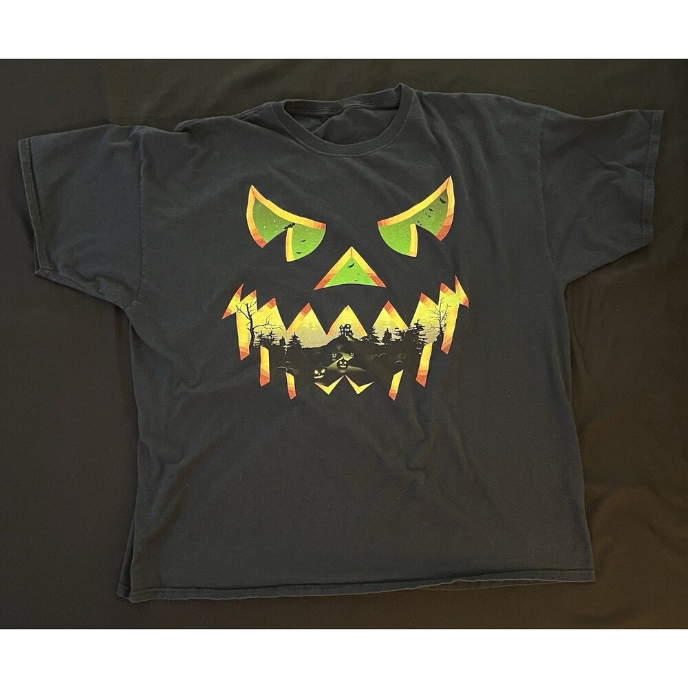 Halloween Men 3XL Jack O Lantern Graphic T-Shirt Haunted House Candy Corn Black